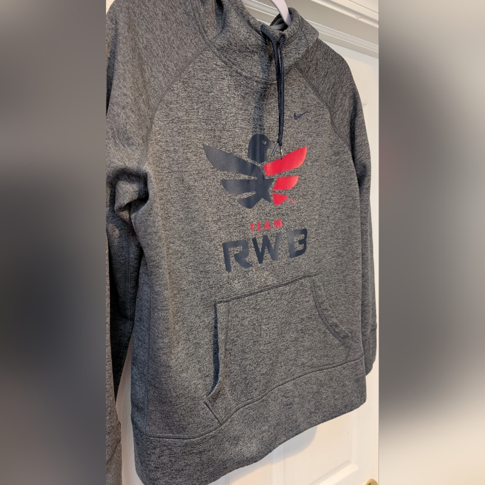 Nike Therma Fit Team Red White Blue RWB Women's Gray Hoodie Size Large Polyester - Picture 9 of 16